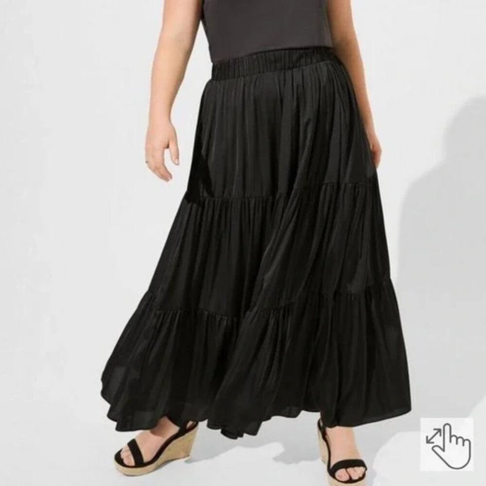 Torrid Satin Tiered Maxi Skirt